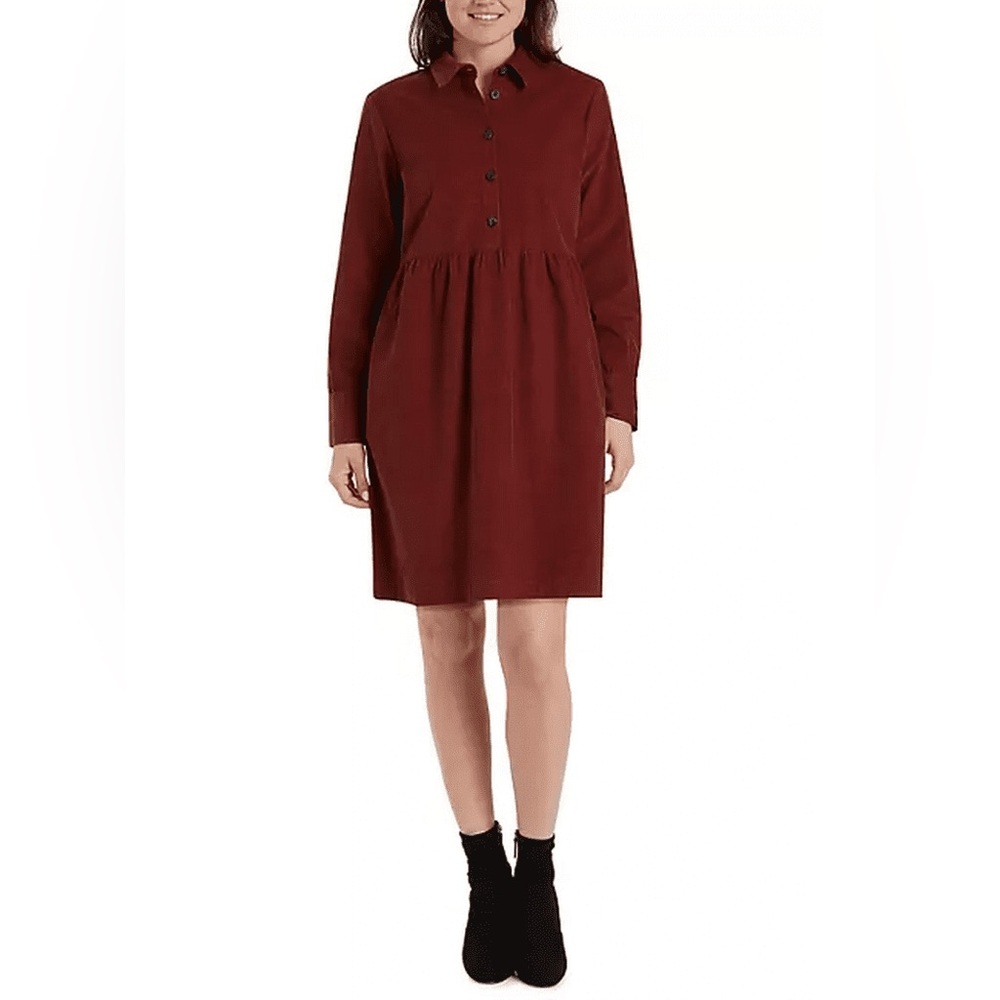 Nine West burnt Henna shirt waist DRESS long sleeve, corduroy SIZE XXL